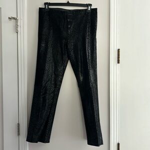 Vintage snakeskin black strait wide leg leather pants in excellent condition